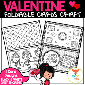 Preview of Valentine's Day Cards Craft Coloring Printable - Distance Learning