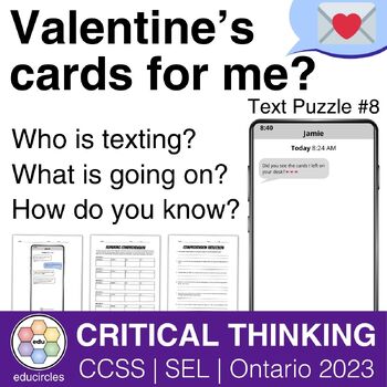 Preview of Valentine's Day Cards For Me? Critical Thinking Text Puzzle 8 | Digital Literacy