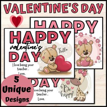 Preview of Valentine's Day Cards / Gift Tags From Teacher to Students - Freebie