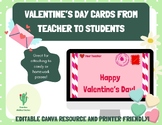 Valentine's Day Cards/ Tags from Teachers to Students