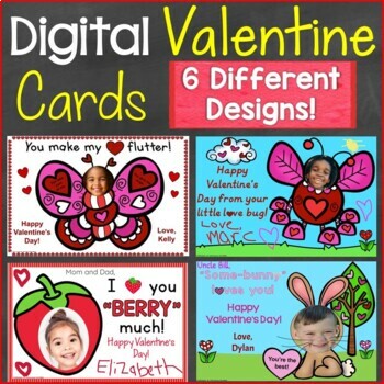 Preview of Valentine's Day Cards for Parents with Student Photos Google Classroom, Seesaw