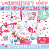 Valentine's Day Cards for Students From Teacher- Editable 