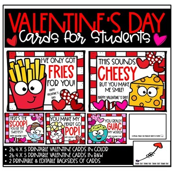 Valentine's Day Cards for Students, Parents, Children Printable Valentines