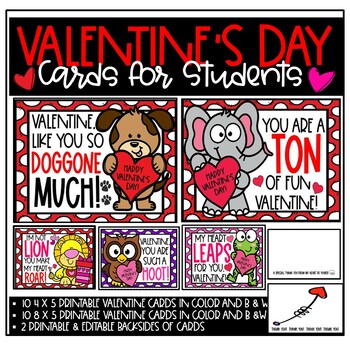 Valentine's Day Cards for Students, Parents, Teachers, .. Printable ...