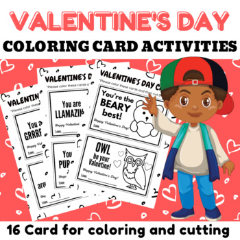 Preview of Valentine's Day Cards to Color | Valentine's Day Coloring and cuting activities