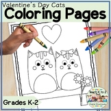 Valentine's Day Cats Coloring Pages for Grades K-2 Februar