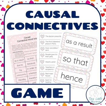 Preview of Valentine's Day Causal Conjunctions NO PREP Sentence Combining Game and Display