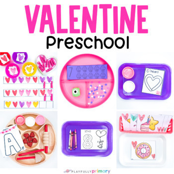 Preview of Valentine's Day Preschool Activities and Centers, Pre-K February Tubs and Bins