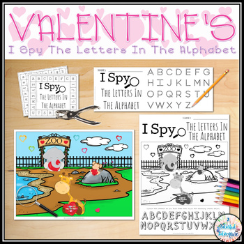 Preview of Valentine's Day I Spy Alphabet Letters Fine Motor Literacy Centers Activity