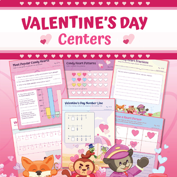 Preview of Valentine's Day Centers - ELA & Math Activities Packet