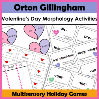 Preview of Valentine's Day Centers - Morphology Orton Gillingham Inspired Games (OG) (SOR)