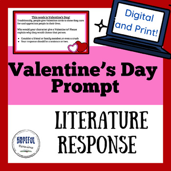 Preview of Valentine's Day Character Perspective Literature Response Prompt - No Prep!