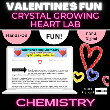 Preview of Valentine's Heart Crystal Growing Lab FUN Hands On Chemistry STEM Activity