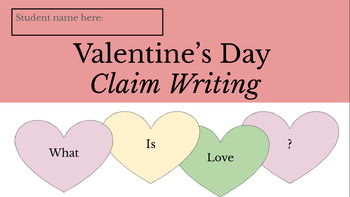 Preview of Valentine's Day Claim Writing