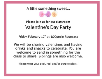 Preview of Valentine's Day Class Party Invitation