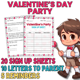 Valentine's Day Class Party Sign up Sheet, Letter to Paren
