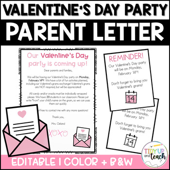 Preview of Valentine's Day Classroom Party Letter to Parents