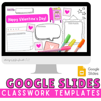 Preview of Valentine's Day Classwork Templates | Editable Daily Agenda Google Slides