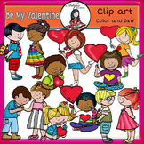 Valentine's Day Clip Art-Be My Valentine- color and B&W