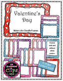 Valentine's Day Clip Art - Watercolor Doodle Frames