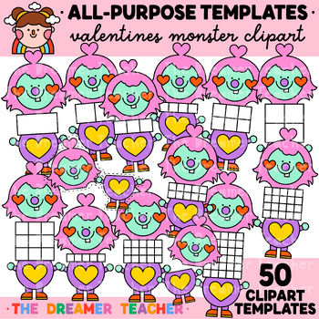 Preview of Valentine's Day Clipart | Cute Monsters Graphics | Templates for Commercial Use