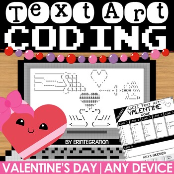 Preview of Valentine's Day Coding Activities & Typing Practice ASCII Text Art | Any Device