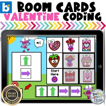 Preview of Valentine's Day Coding Boom Cards Coding Activities Learn to Code Lesson