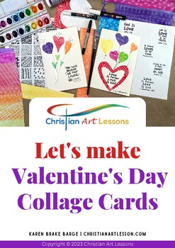 Preview of Christian Art Lesson --Valentine's Day Colla﻿ge Cards