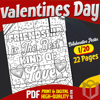 Preview of Valentine's Day Collaborative Poster Coloring Craft - Spread Love Together!