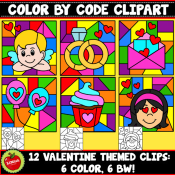 Preview of Valentine's Day Color By Code Clipart