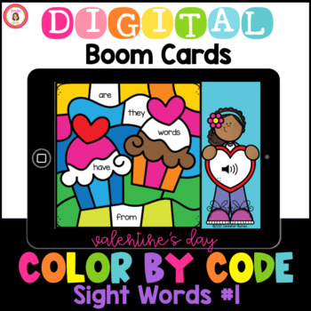 Preview of Valentine's Day Color By Code Sight Words #1 Boom Cards