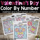 Valentine's Day Color By Number: Addition & Subtraction Within 10