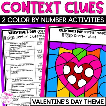 Preview of Valentine's Day Color By Number Context Clues