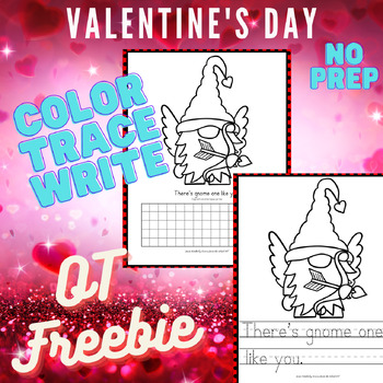 Preview of Valentine's Day Color/Trace/Write Freebie: Occupational Therapy (OT)