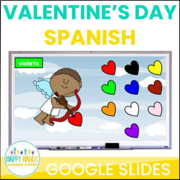 Preview of Valentine's Day Color Words Practice in SPANISH for Google Slides