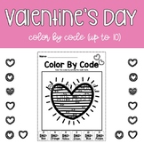 Valentine's Day - Color by Code | Basic Facts | Up to Ten 