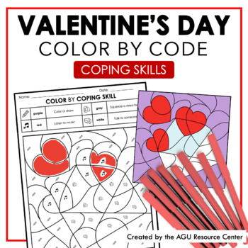 Preview of Valentine's Day Color by Code | Coping Skills Activity