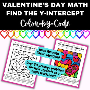 Preview of Valentine's Day Color by Code: Finding Y-INTERCEPT from linear equation