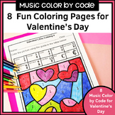 Valentine's Day Color by Code Music Time Signature Worksheets