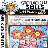 Valentine's Day Color by Code Sight Words First Grade Febr