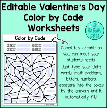 Preview of Valentine's Day Color by Code Worksheets | Math | Literacy