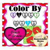Valentine's Day Color by Dolch 1st Grade Sight Words