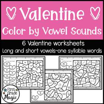 Preview of Valentine's Day Color by Long and Short Vowel Sounds
