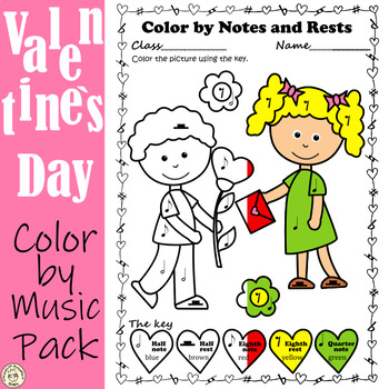 Preview of Valentine`s Day Color by Music Pack | Color by Notes & Symbols