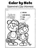 Valentine's Day Color by Note Cute Monkeys