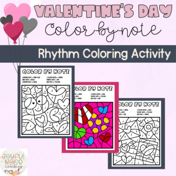 Preview of Valentine's Day Color-by-Note Music Coloring Pages Activity for Rhythm