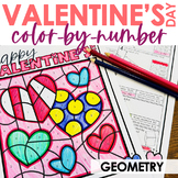 Valentine's Day Color by Number 7th Grade Geometry Math Practice