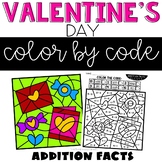 Valentine's Day Color by Number Addition Facts