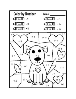 Preview of Valentine's Day Color by Number: Dog