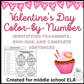 Preview of Valentine's Day Color by Number ELA Activity ~ Fragments and Run-on Sentences